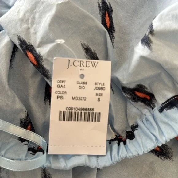 J.Crew Off-Shoulder Blue Patterned Dress size small NWTs - Picture 8 of 9